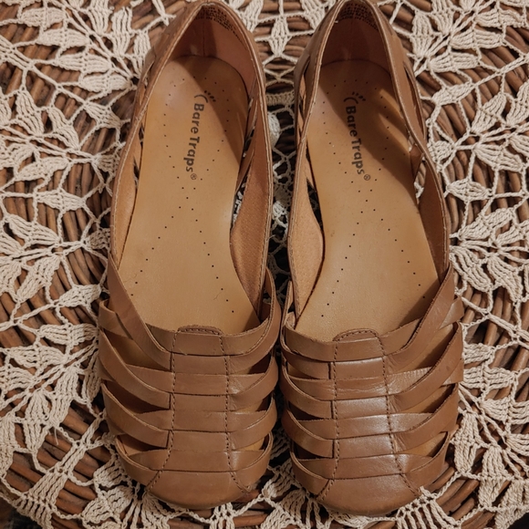 BareTraps Elton Chestnut Brown Tan Leather Huarache Gladiator Flats Shoes 6M - Picture 3 of 13